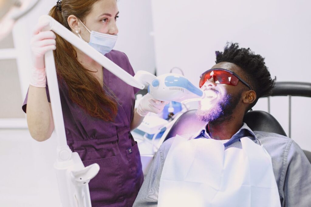Professional teeth whitening Turkey treatment session with a dentist